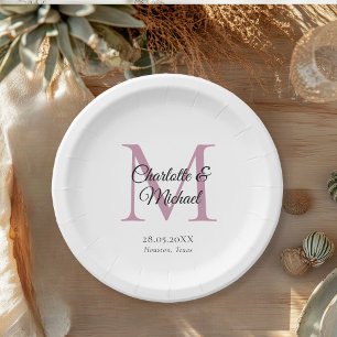 Monogram Modern Minimal Paper Plate