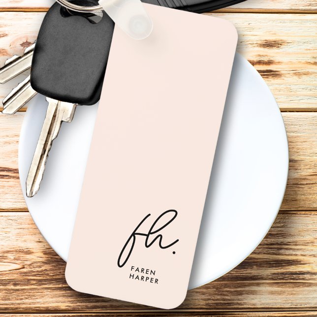 Monogram Modern Minimal Script Initials Blush Pink Key Ring (Creator Uploaded)