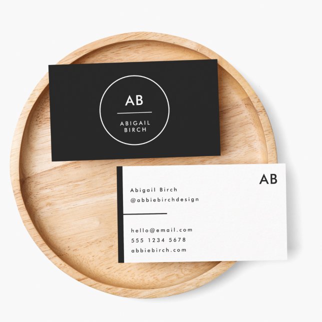 Monogram Modern Minimal Simple Black and White Business Card (Creator Uploaded)