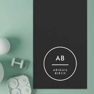 Monogram Modern Minimal Simple Black and White Yoga Mat