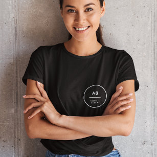 Monogram Modern Minimal Simple Black T-Shirt