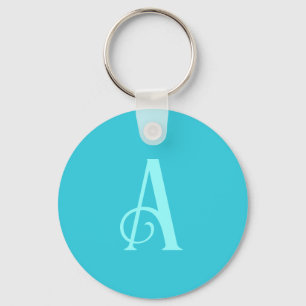 Monogram Modern Minimal Teal Key Ring