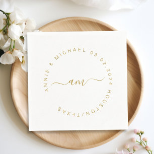 Monogram,Modern, Minimal Wedding Napkin