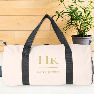 Monogram Modern Minimalist Blush Pink Monogrammed Duffle Bag