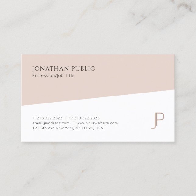 Monogram Modern Minimalist Chic Plain Professional Business Card (Front)