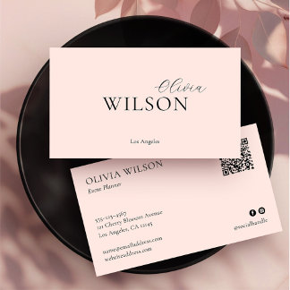 Monogram Modern Minimalist Feminine Blush Pink Business Card