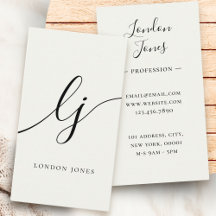 Monogram Modern Minimalist Ivory White Calligraphy