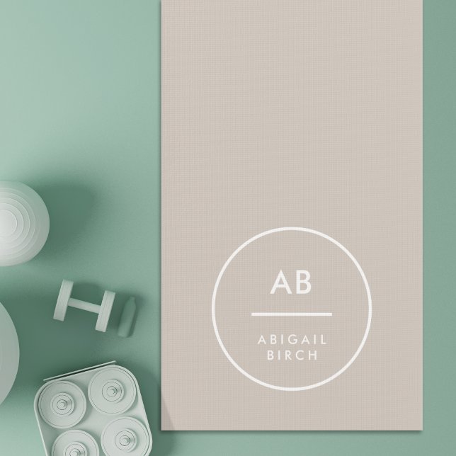 Monogram Modern Minimalist Natural Taupe Yoga Mat (Creator Uploaded)