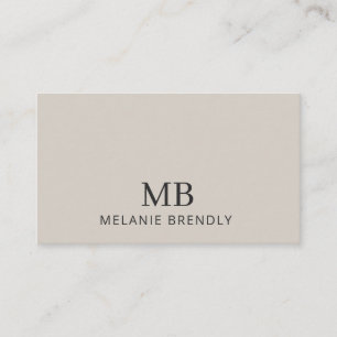 Monogram Modern Minimalist Tan Business Card