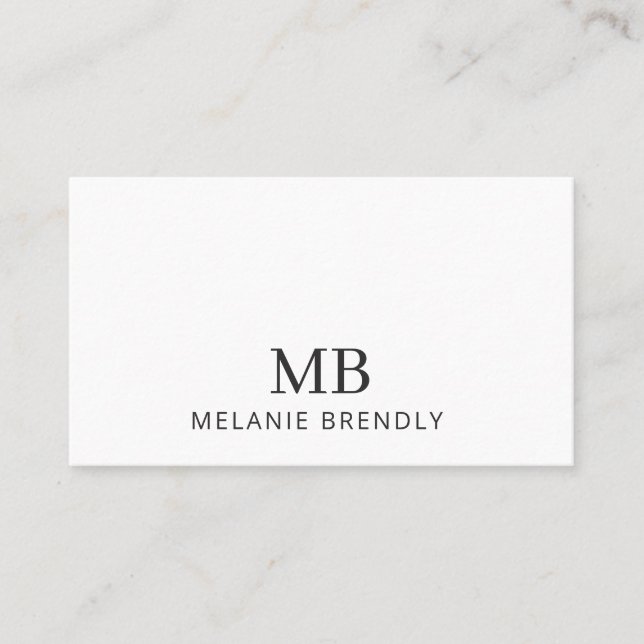 Monogram Modern Minimalist White Business Card (Front)