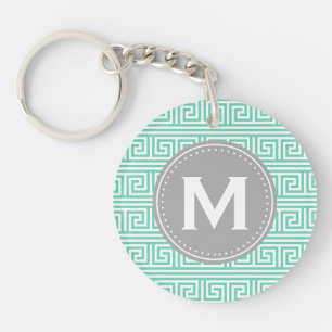 Monogram Modern Mint Greek Key Pattern Ring