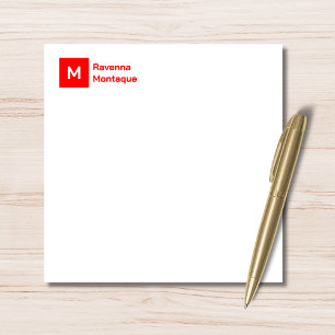 Monogram Modern Neon Red Personalized Script Card