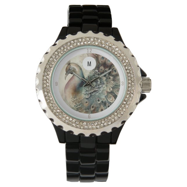 Monogram Modern Peacock | Add Your Initial Watch (Front)