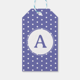 Monogram Modern Periwinkle Polka Dots Birthday Gift Tags