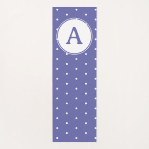Monogram Modern Periwinkle White Polka Dots Yoga Mat