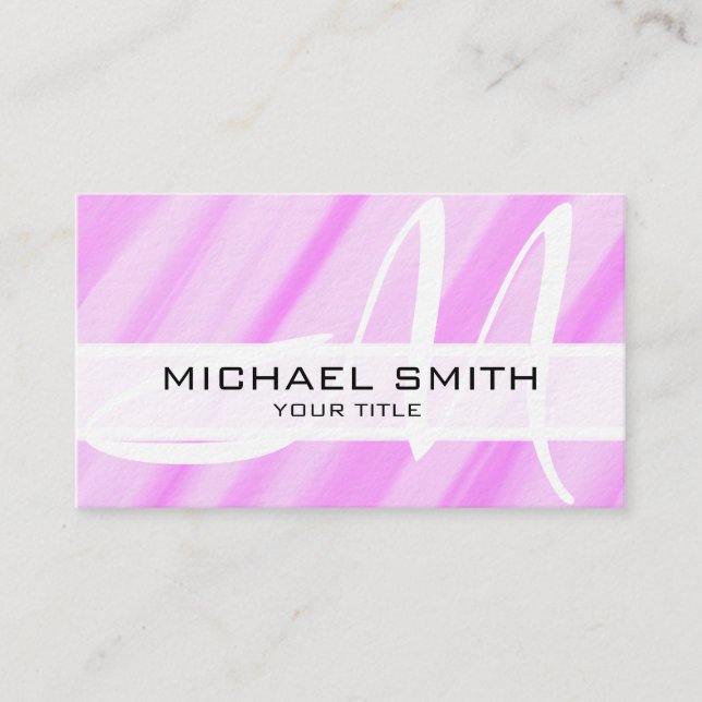 Monogram Modern Pink Abstract Background Business Card (Front)