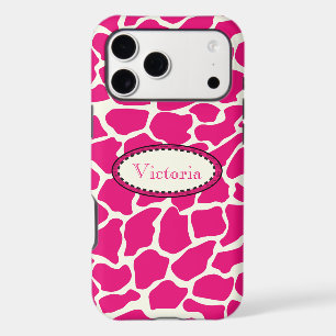 Monogram Modern Pink and Ivory Giraffe Pattern