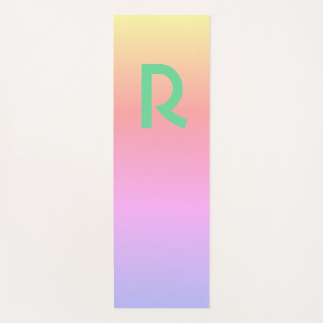 Monogram Modern Pink Teal Lilac Yoga Mat (Front)