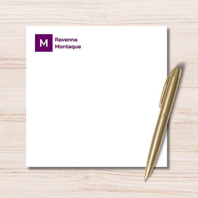 Monogram Modern Plum Purple Personalized Script  Card (Creator Uploaded)