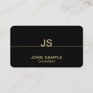 Monogram Modern Professional Elegant Black Gold Business Card