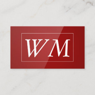 Monogram Modern Red Gloss Business Card
