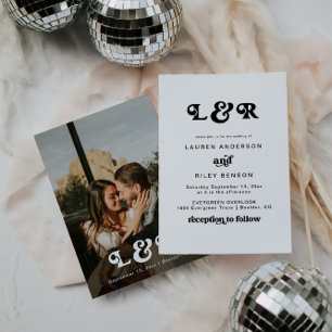 Monogram Modern Retro 70's Wedding Invitation