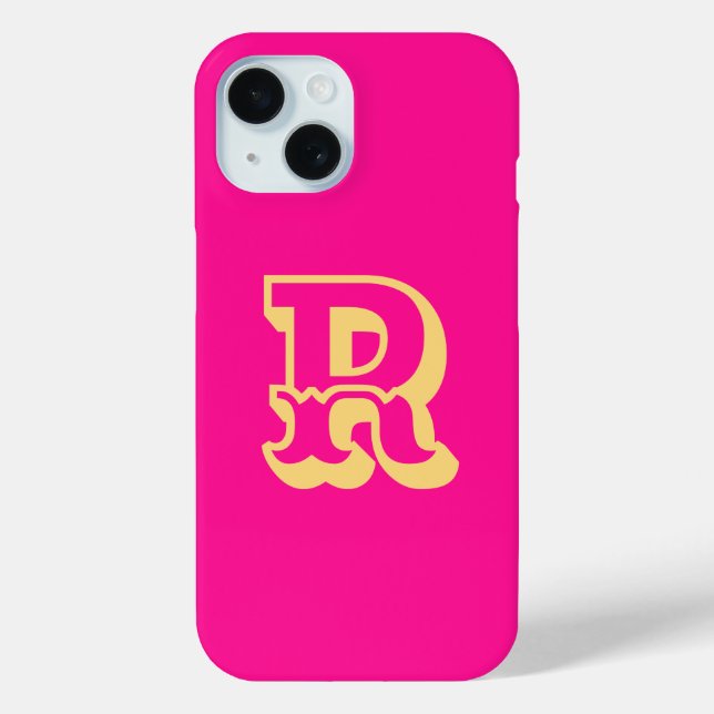 Monogram Modern Retro Hot Pink Case-Mate iPhone Case (Back)
