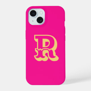 Monogram Modern Retro Hot Pink iPhone 15 Case