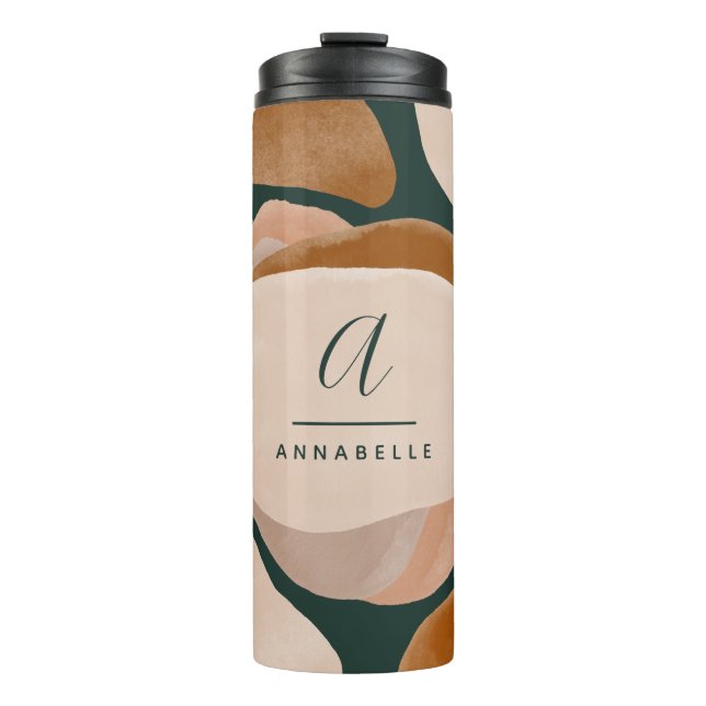 Monogram modern rust green abstract stylish chic thermal tumbler (Front)