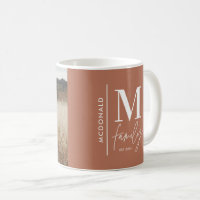 Monogram modern rust personalised photo family