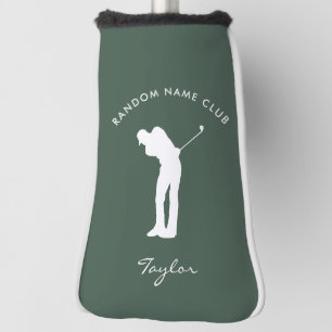 Monogram Modern Sage Green Club Name Personalised Golf Head Cover