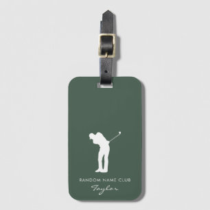 Monogram Modern Sage Green Club Name Personalised Luggage Tag