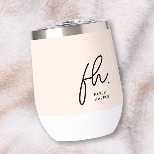 Monogram Modern Script Blush Pink Chic Monogrammed