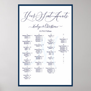 Monogram Modern Script DIY Colour Seating Chart