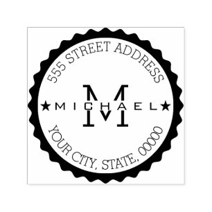 Monogram Modern Script Return Address Self-inking Stamp