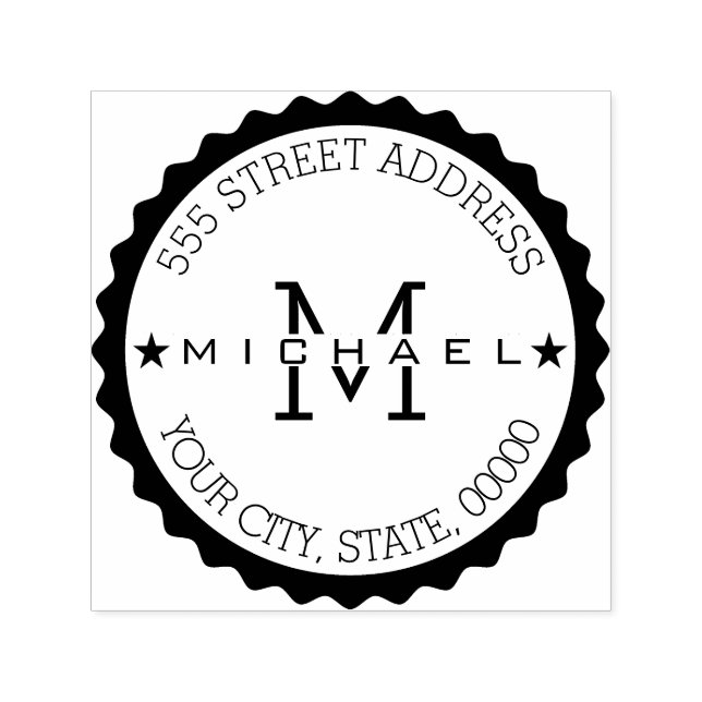 Monogram Modern Script Return Address Self-inking Stamp (Design)
