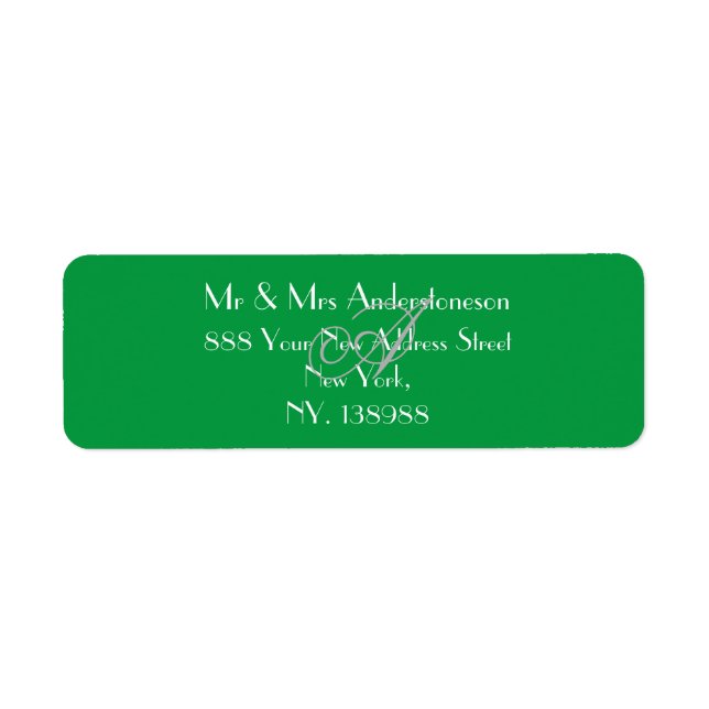  Monogram Modern Simple Cool Green Return Address  (Front)