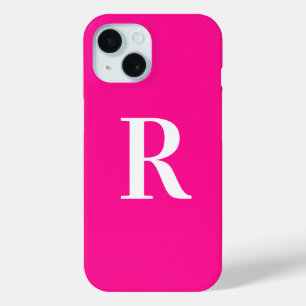 Monogram Modern Simple Hot Pink iPhone 15 Case