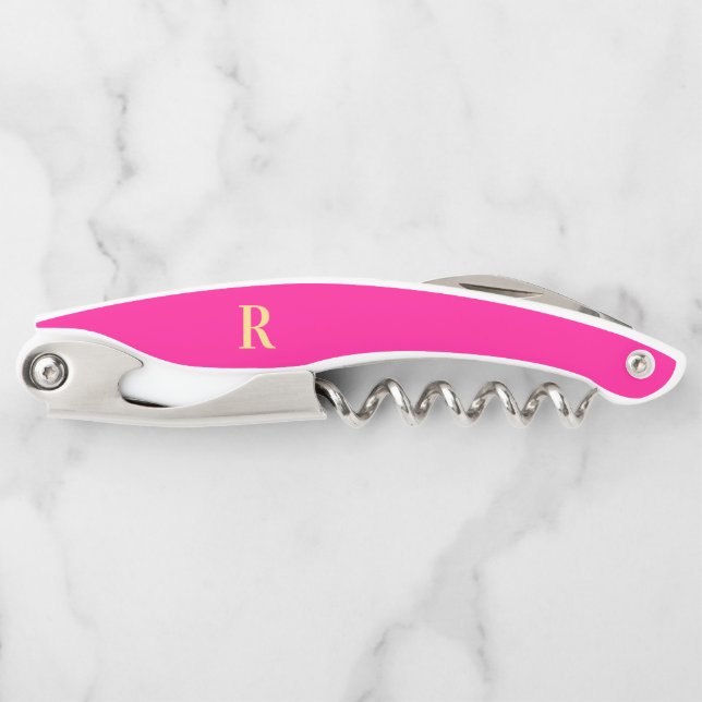 Monogram Modern Simple Hot Pink  Corkscrew (Front)