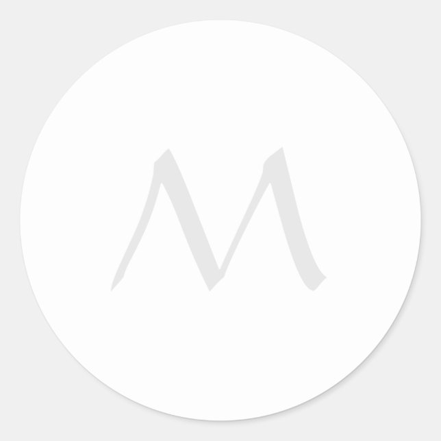 Monogram Modern Simple Minimalist Plain Classic Round Sticker (Front)