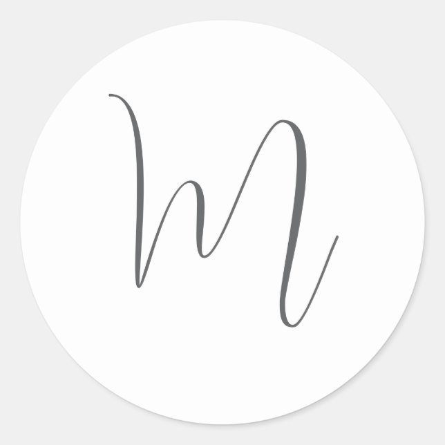 Monogram Modern Simple Minimalist Plain Classic Round Sticker (Front)