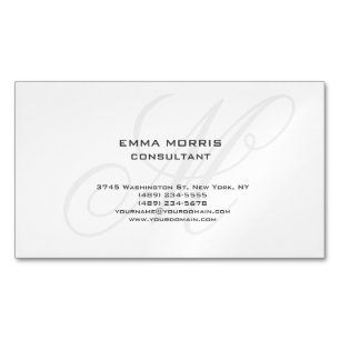 Monogram Modern Simple Minimalist Plain Magnetic Business Card