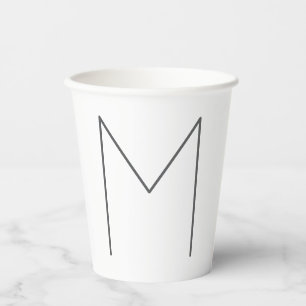 Monogram Modern Simple Minimalist Plain Paper Cups