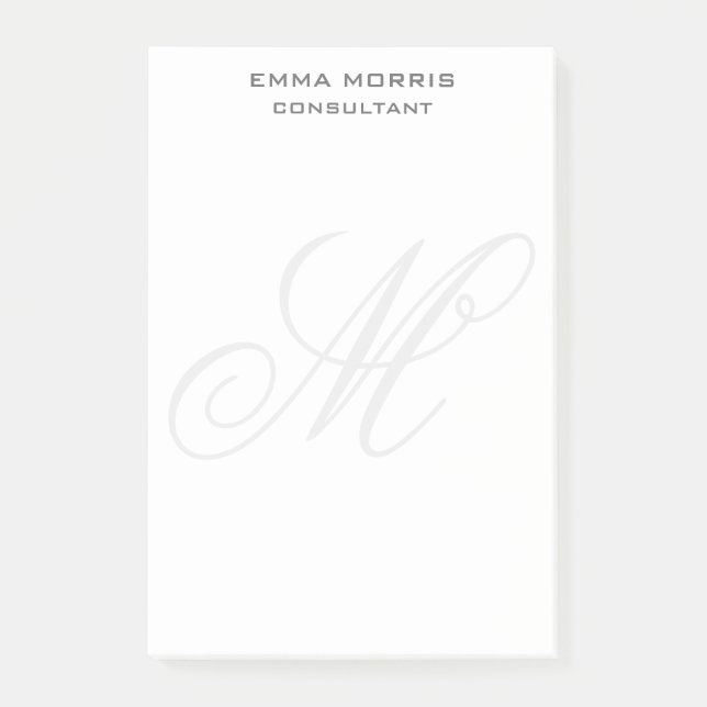 Monogram Modern Simple Minimalist Plain Post-it Notes (Front)