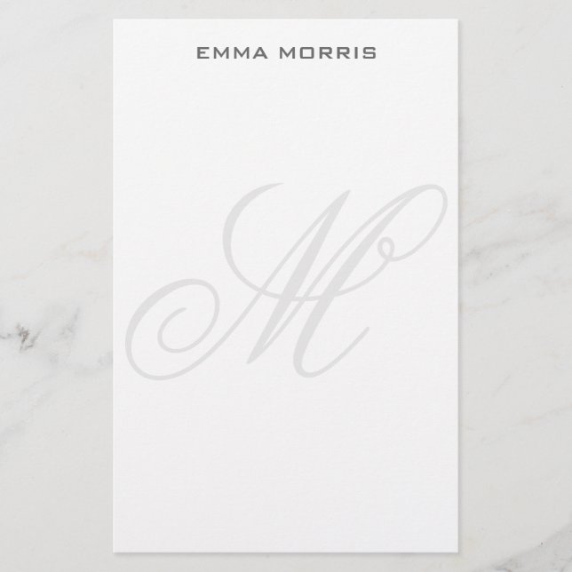 Monogram Modern Simple Minimalist Plain Stationery (Front)