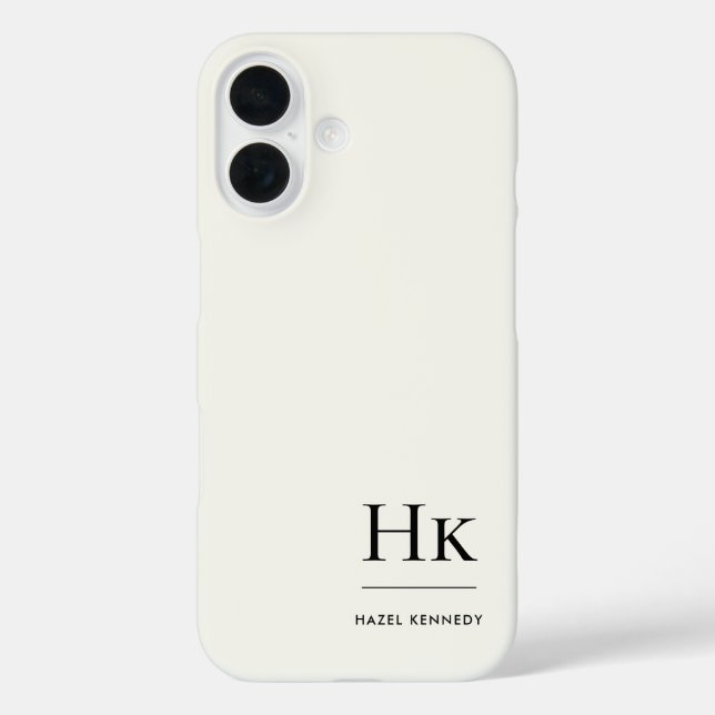 Monogram Modern Simple Monogrammed Ivory White Case-Mate iPhone Case (Back)