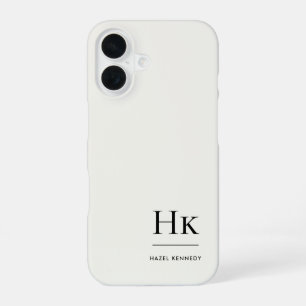 Monogram Modern Simple Monogrammed Ivory White iPhone 16 Case