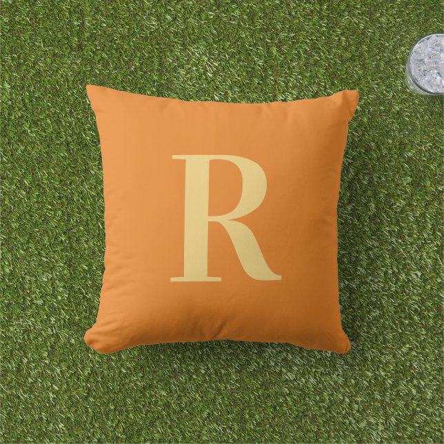 Monogram Modern Simple Orange Cushion (Grass)
