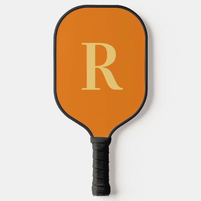 Monogram Modern Simple Orange Pickleball Paddle (Front)