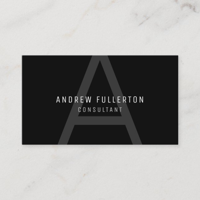 Monogram Modern Simple Professional Black Business Card (Front)